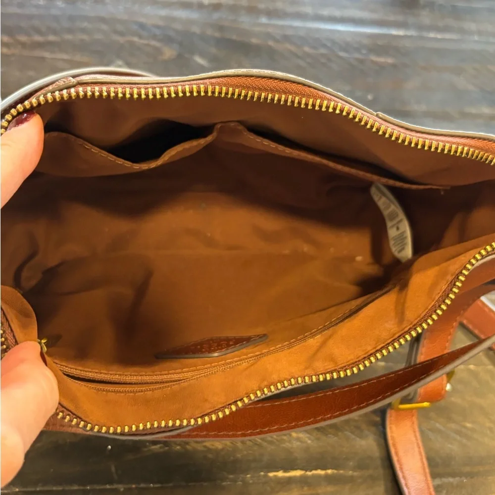 Fossil Tan Leather Crossbody Bag - Picture 6 of 10